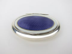 Sterling Silver and Enamel Oval Box by Charles Edwin Turner, Birmingham, 1910