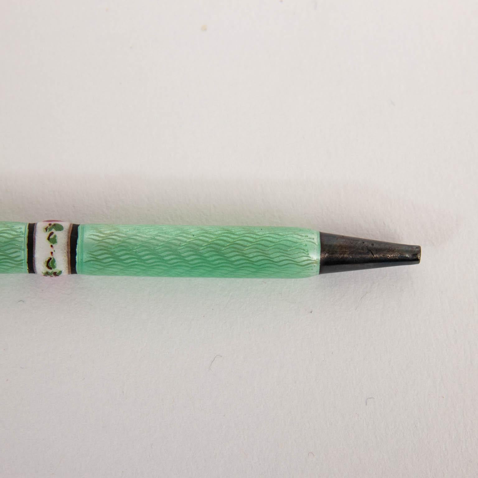 Sterling Silver and Enamel Pencil In Good Condition For Sale In Stamford, CT