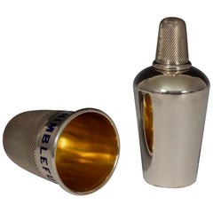 Sterling Silver and Enamel Thimble Spirit Flask, Hallmarked 1876