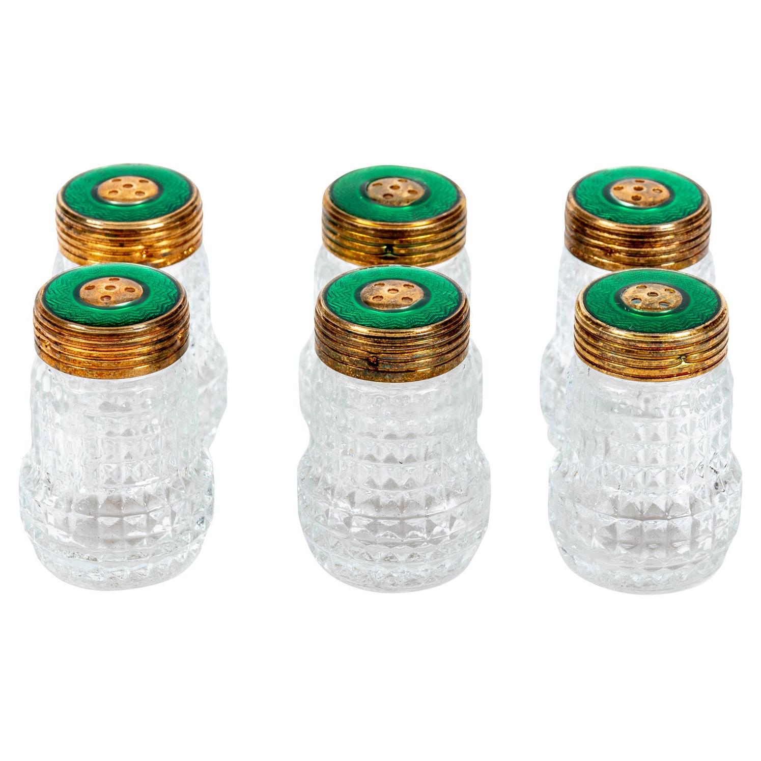 4 Clear Glass Mini Cube Salt & Pepper Shakers With Stainless Tops - Includes Funnel