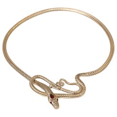 Sterling Silver and Garnet Snake Necklace