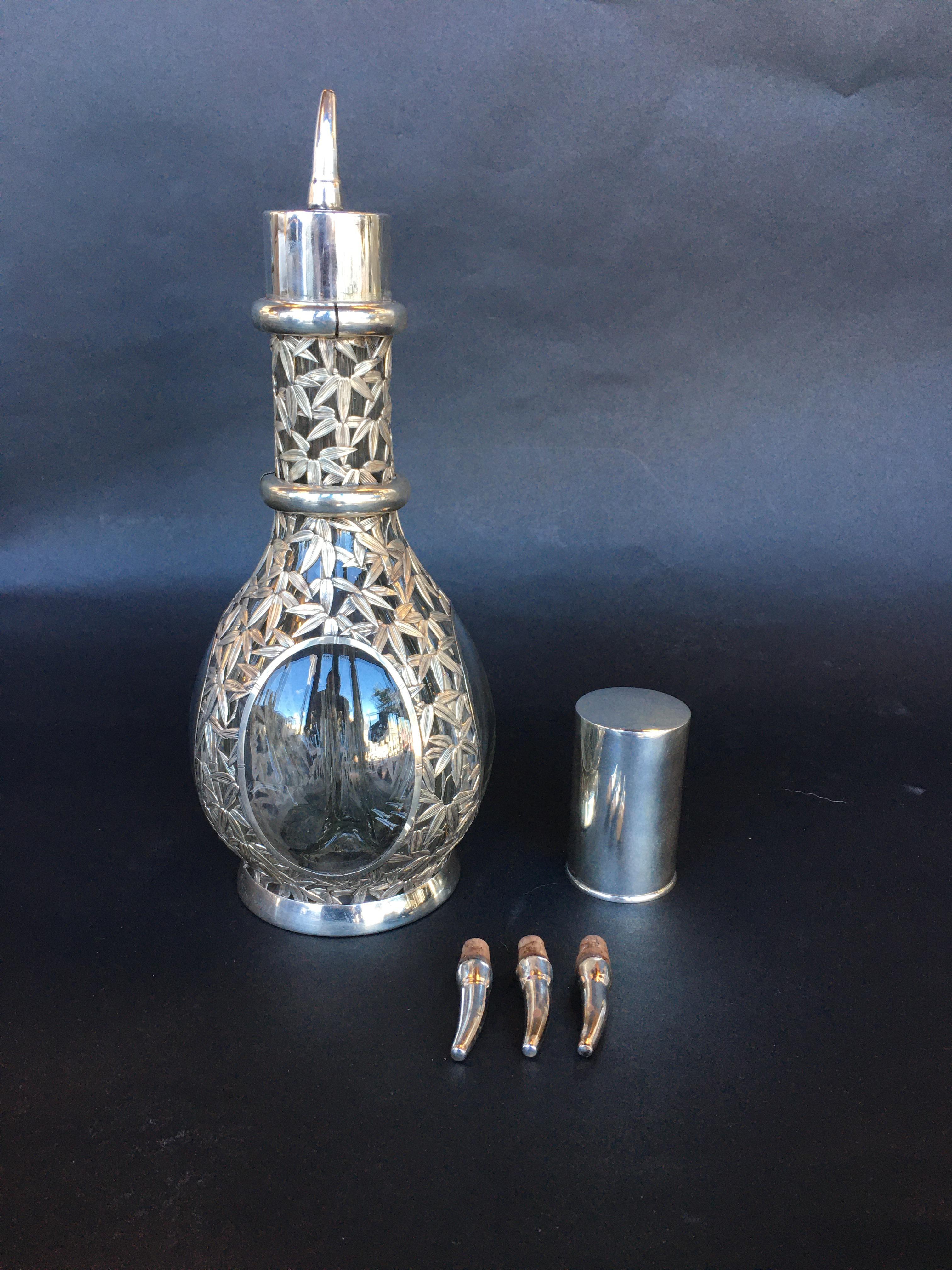 French Sterling Silver and Glass Decanter For Sale