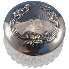 Sterling Silver and Glass Dresser Jar with Violets #612 'Similar to Unger'