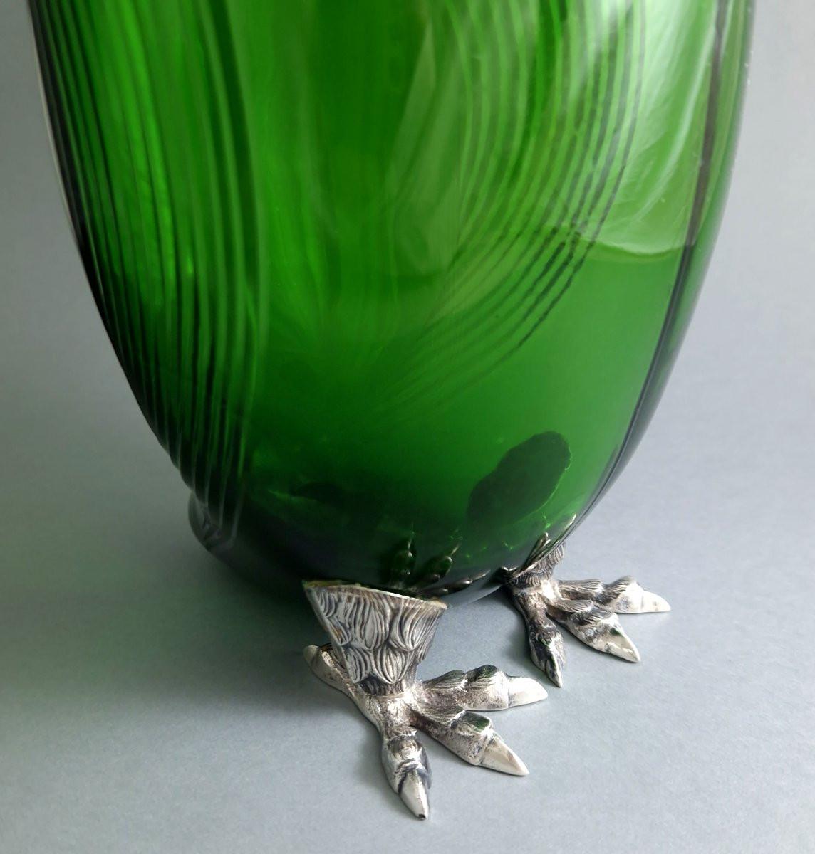 Caraffa Owl Claret in argento 925 e vetro in vendita 4