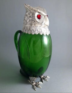 Sterling Silber und Glas Eule Claret Krug Dekanter