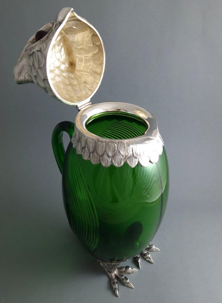 Argento 925 Caraffa Owl Claret in argento 925 e vetro in vendita