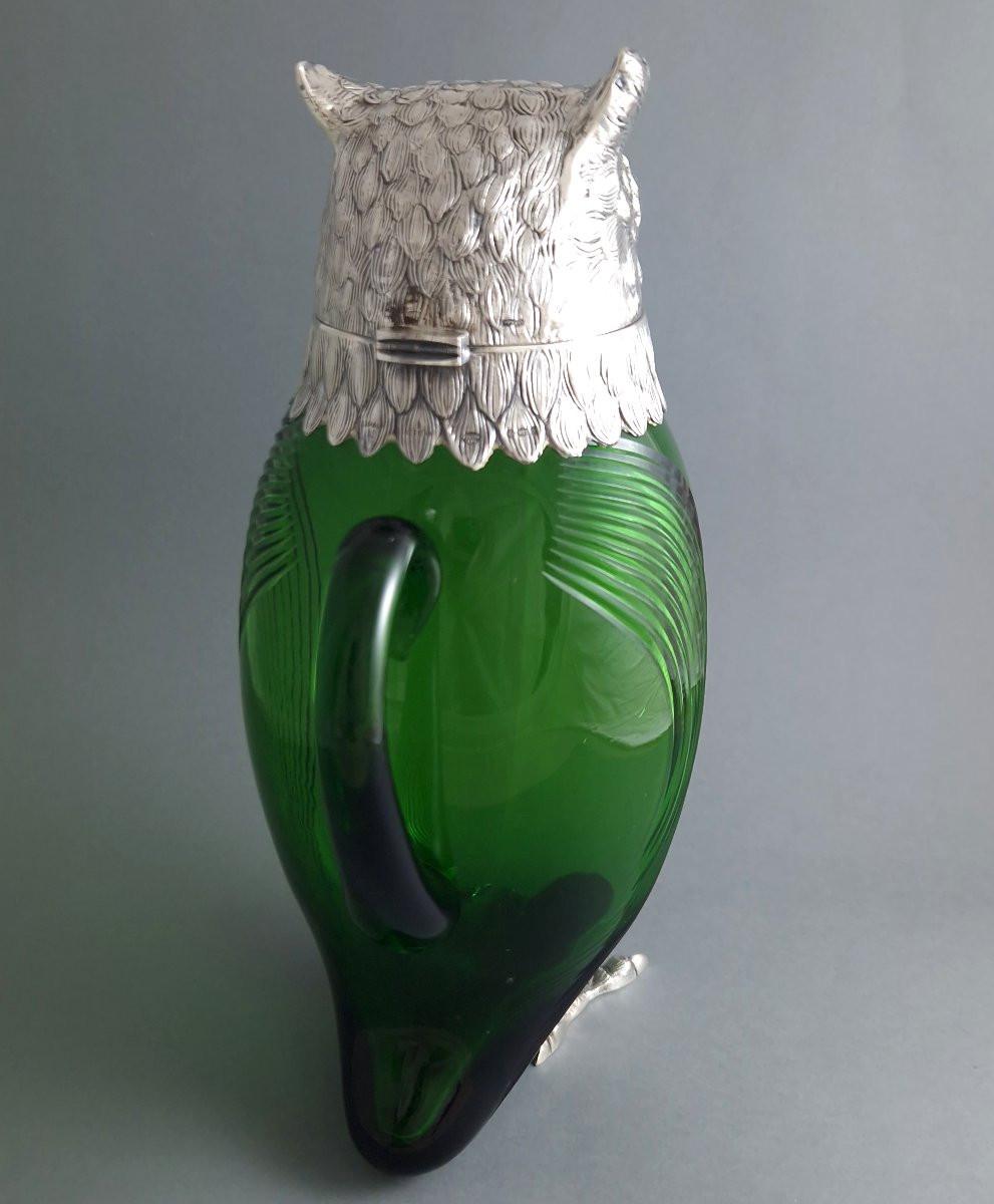 Caraffa Owl Claret in argento 925 e vetro in vendita 1