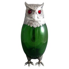 Caraffa Owl Claret in argento 925 e vetro