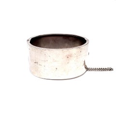 Sterling Silver and Gold Accented Hand Etched Floral Bangle