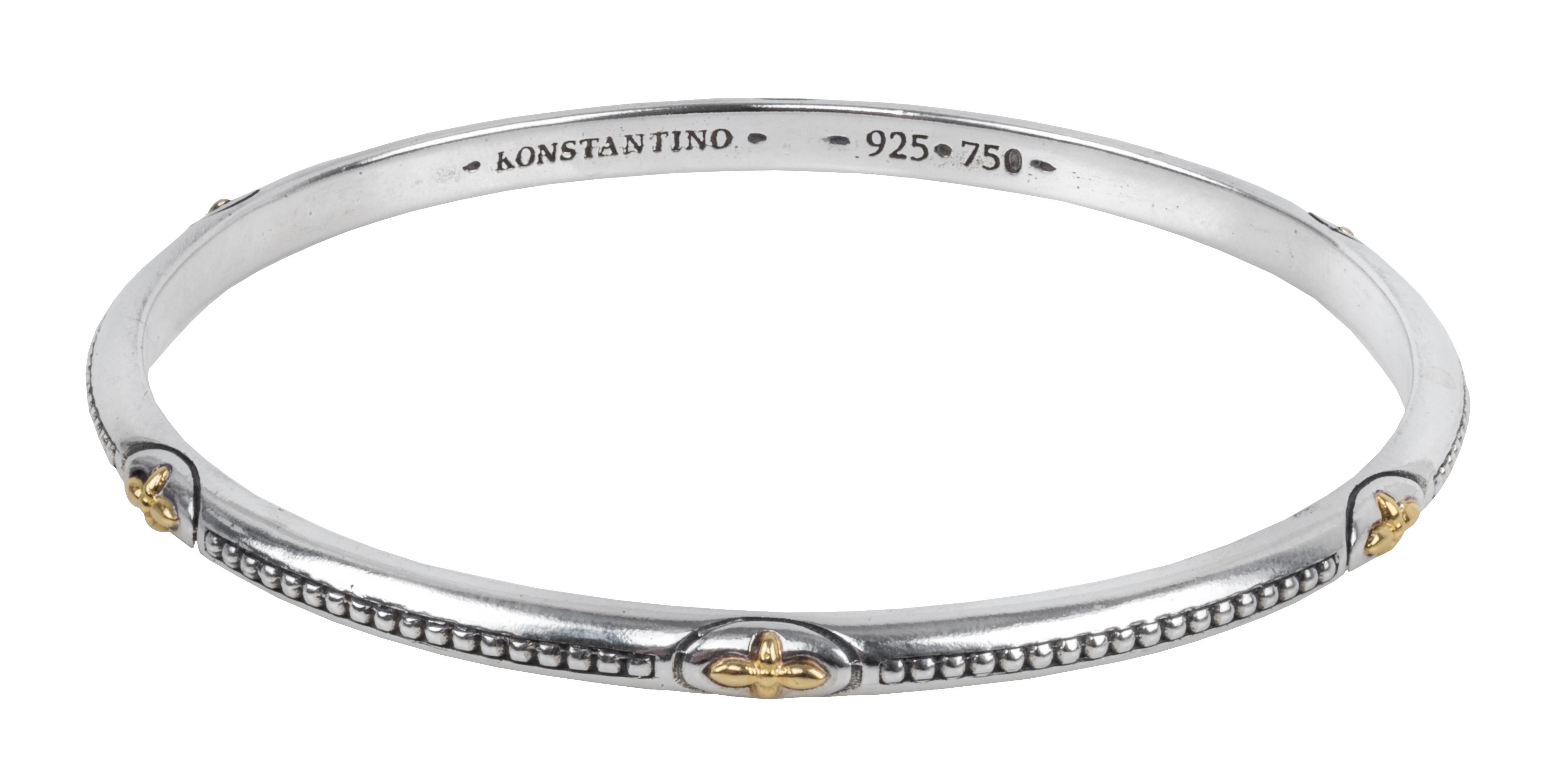 Artisan Sterling Silver and Gold Astria Bangle Bracelet For Sale