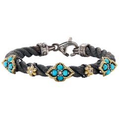 Sterling Silver and Gold Bracelet with Sleeping Beauty Turquoise Stambolian
