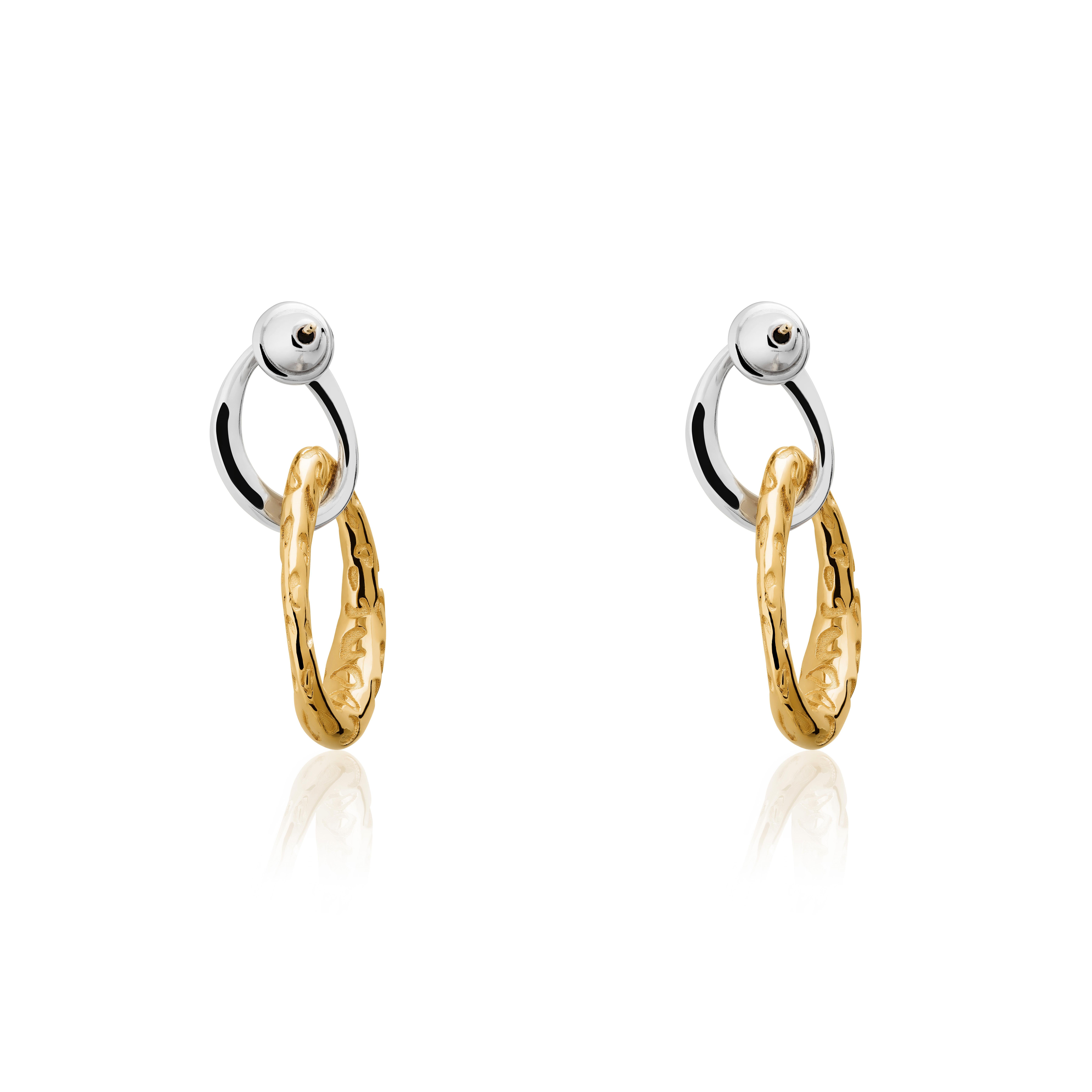 Contemporary Sterling Silver And Gold Vermeil Jaguar Earrings