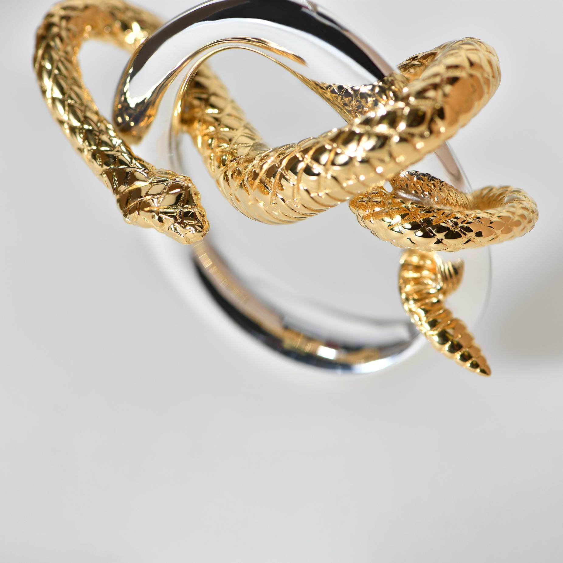 Women's Sterling Silver And Gold Vermeil Snake Pendant For Sale