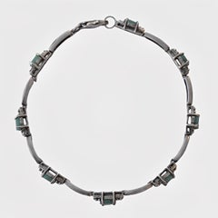 Sterling Silver and Gold Wash Emerald Bracelet with Ornate Links