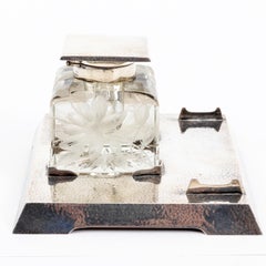 Sterling Silver and Intaglio Crystal Inkwell