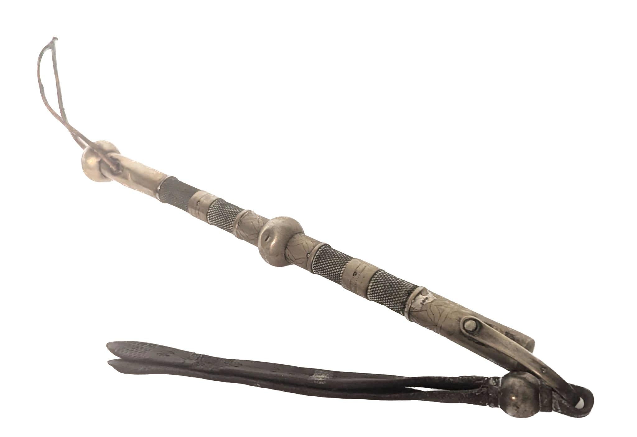 Argentine Sterling Silver and Leather Riding Crop For Sale