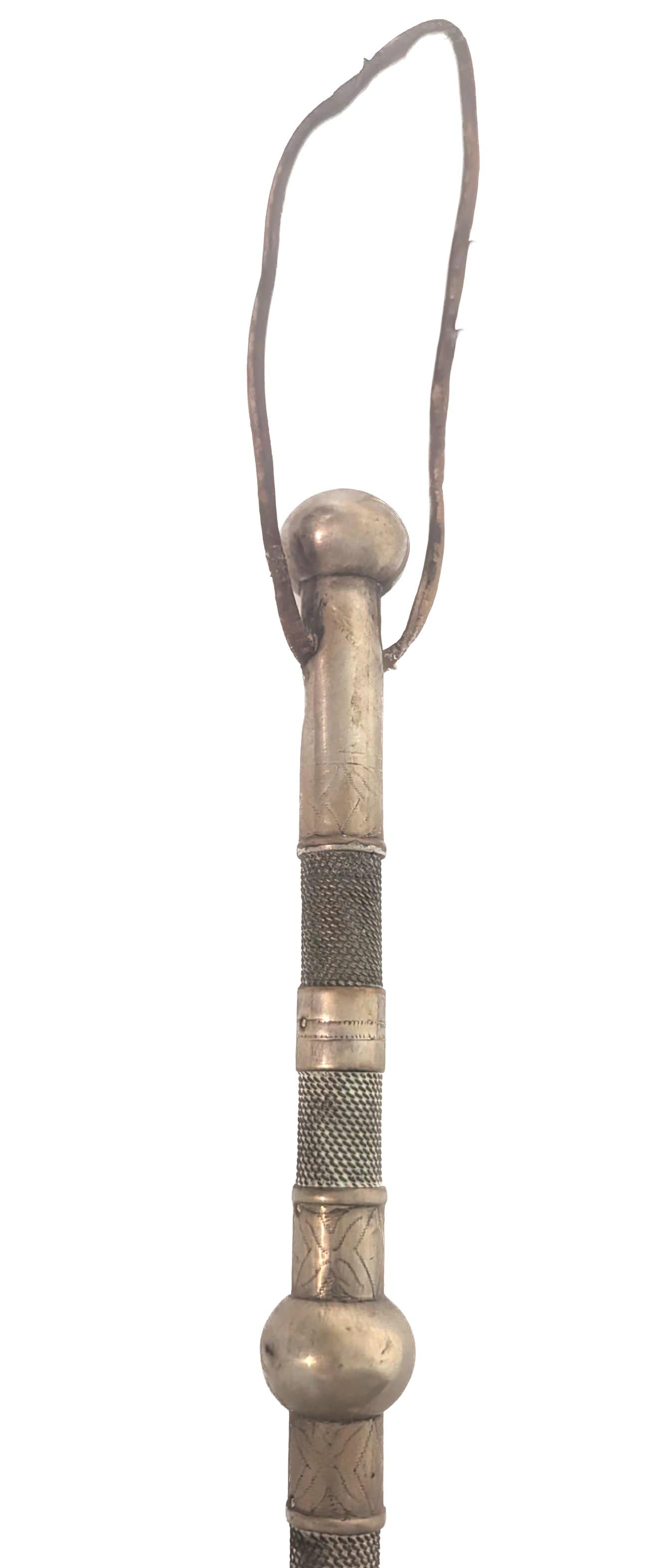 Sterling Silver and Leather Riding Crop In Fair Condition For Sale In Miami, FL
