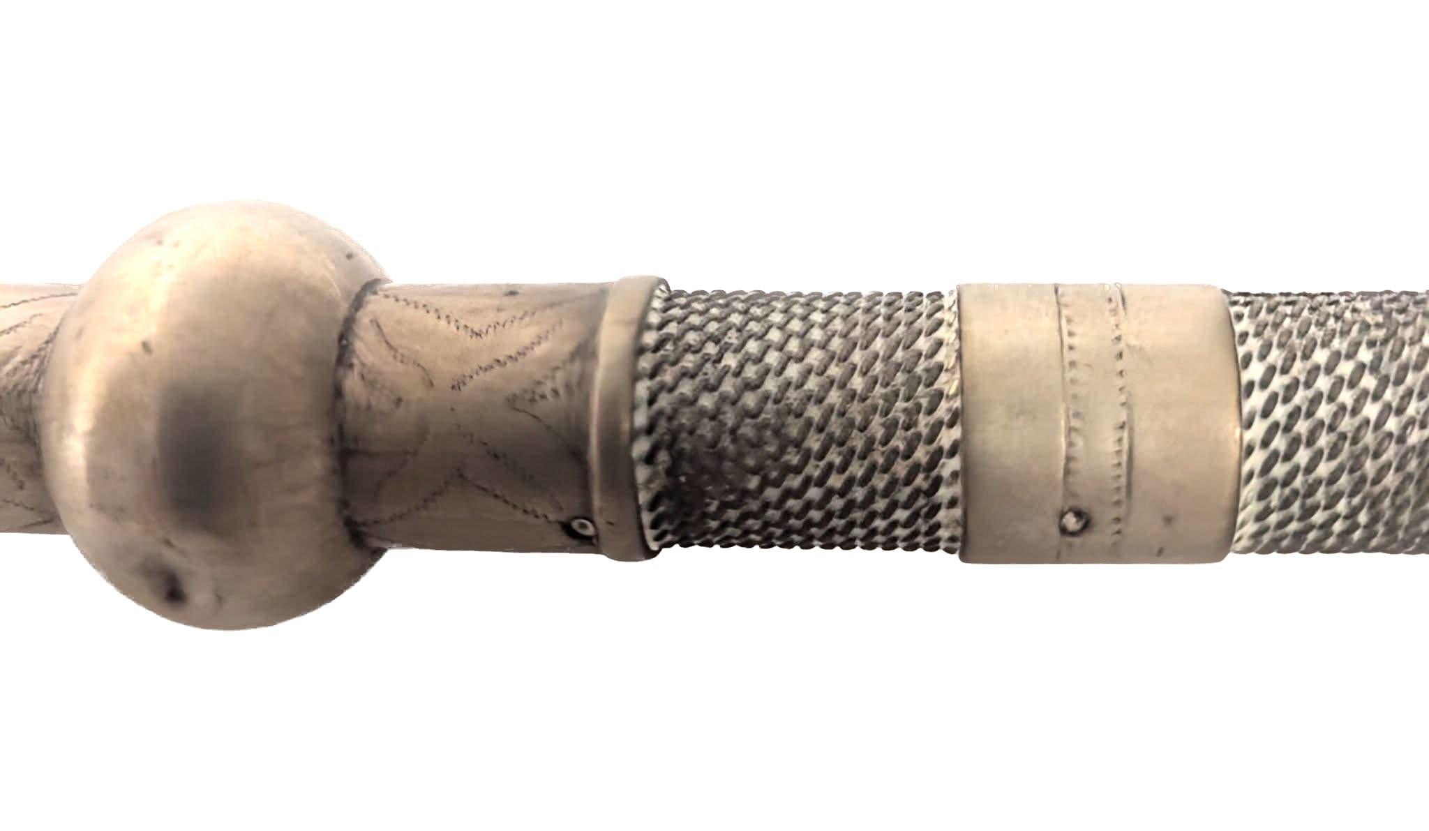 20th Century Sterling Silver and Leather Riding Crop For Sale