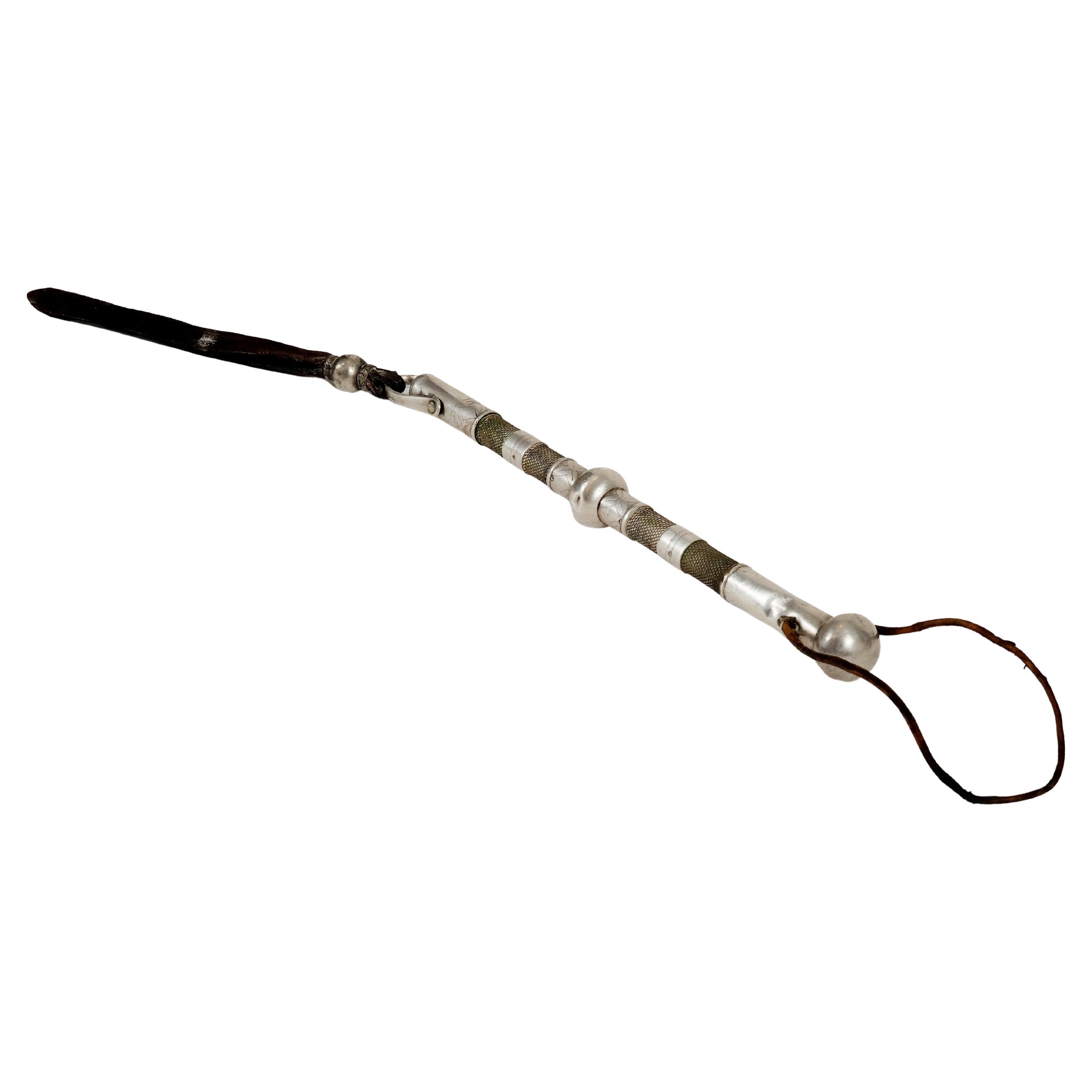 Sterling Silver and Leather Riding Crop For Sale