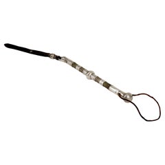 Antique Sterling Silver and Leather Riding Crop
