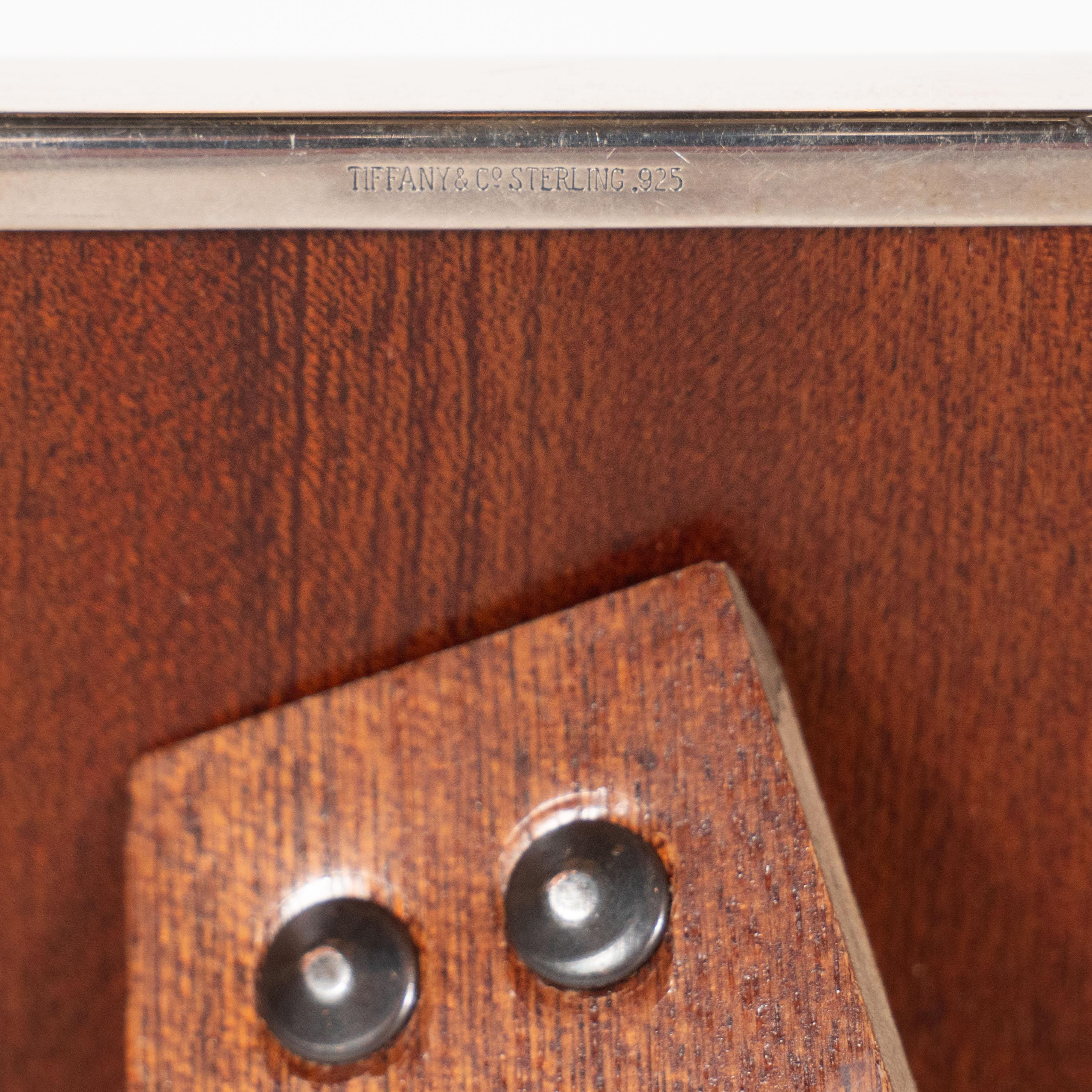 American Sterling Silver and Mahogany Engine Turned Picture Frame by Tiffany & Co.