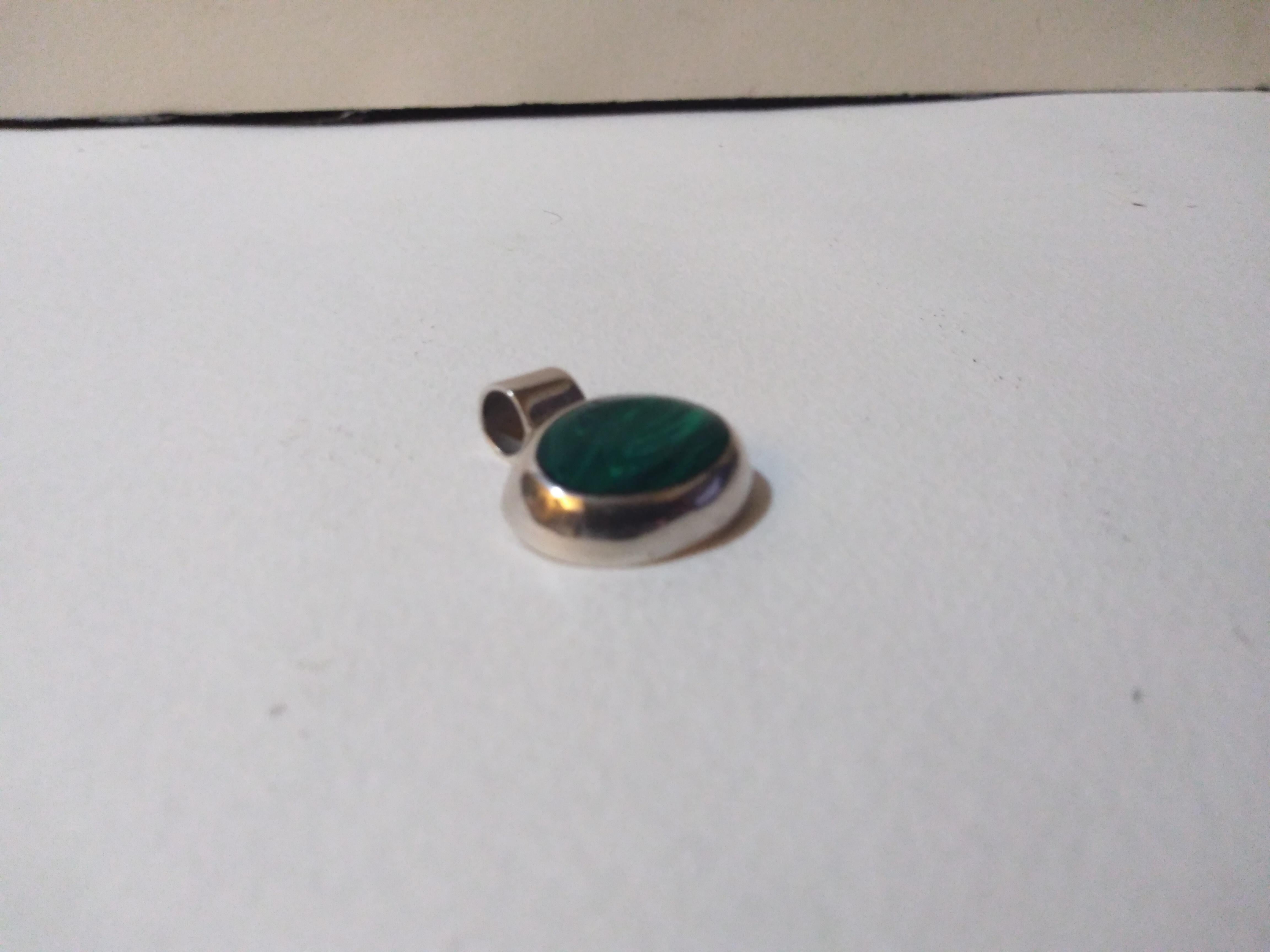 Hand-Crafted Sterling Silver and Malachite Pendant