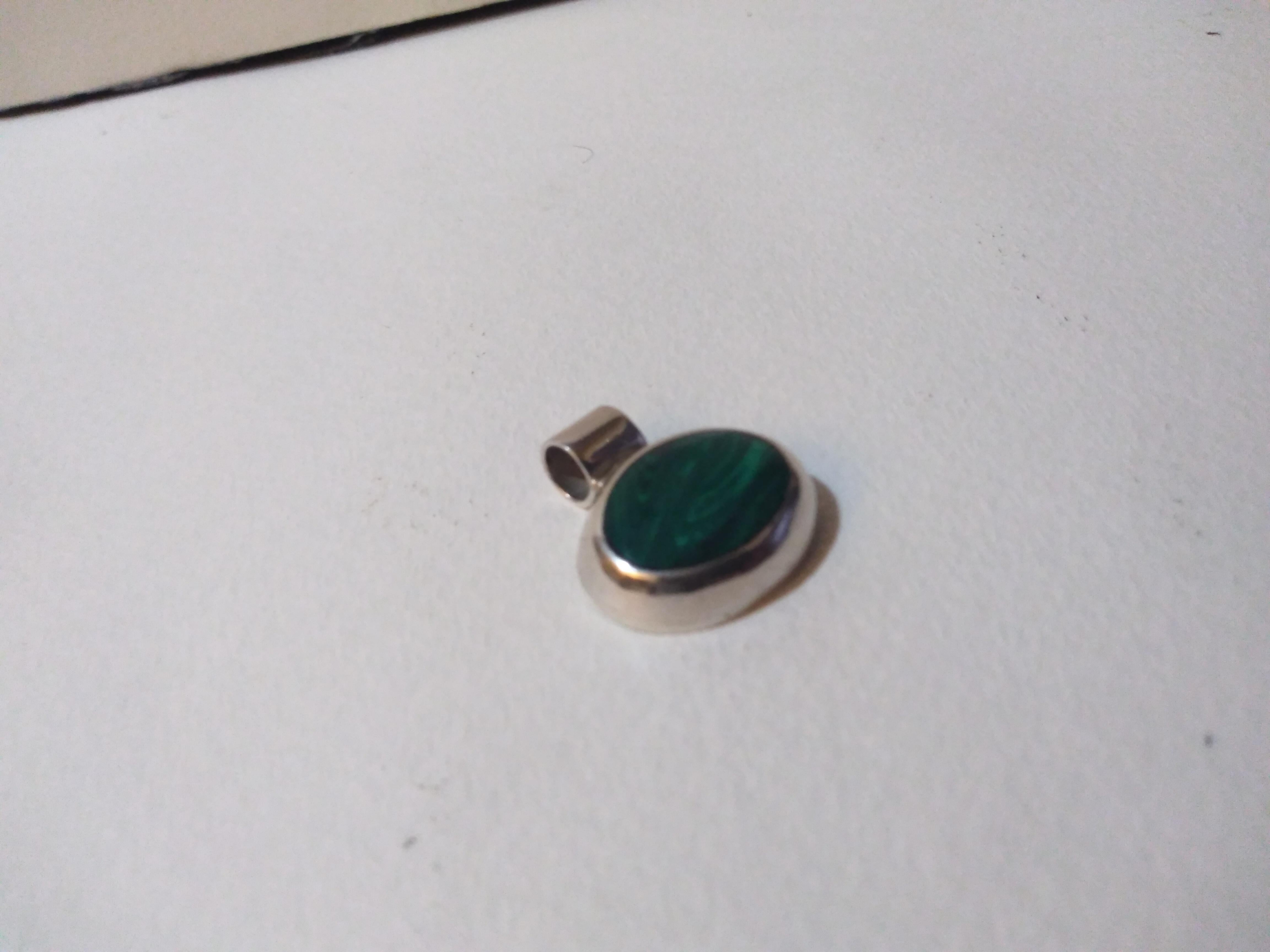 Sterling Silver and Malachite Pendant In Good Condition In Pasadena, TX