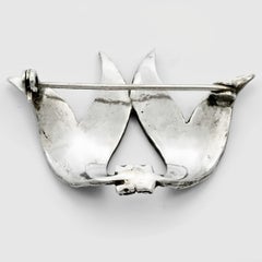 Silver and Marcasite Double Leaf Brooch circa 1930s