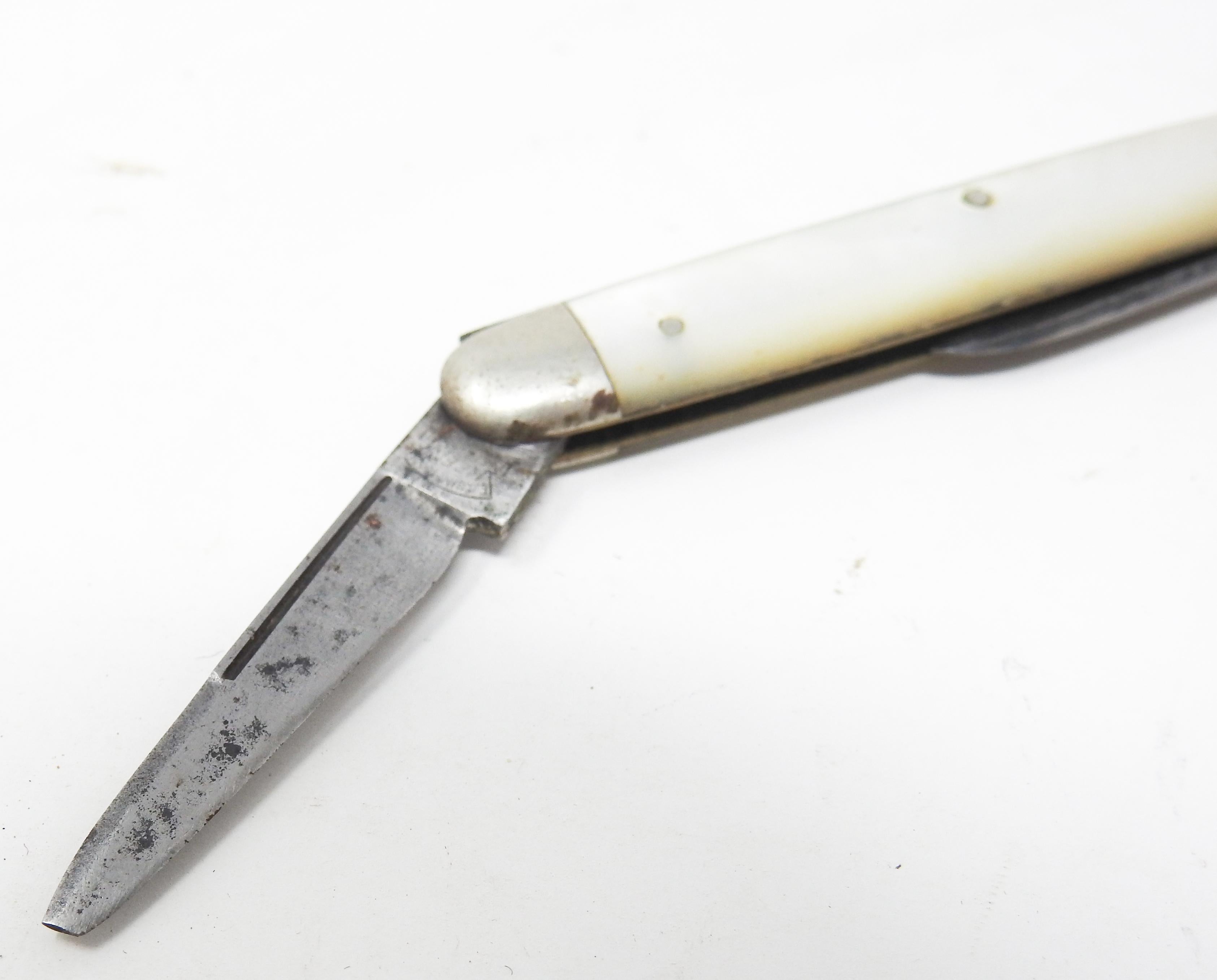 Other Sterling Silver and Mother of Pearl E.C. Simmons Pocket Knife For Sale