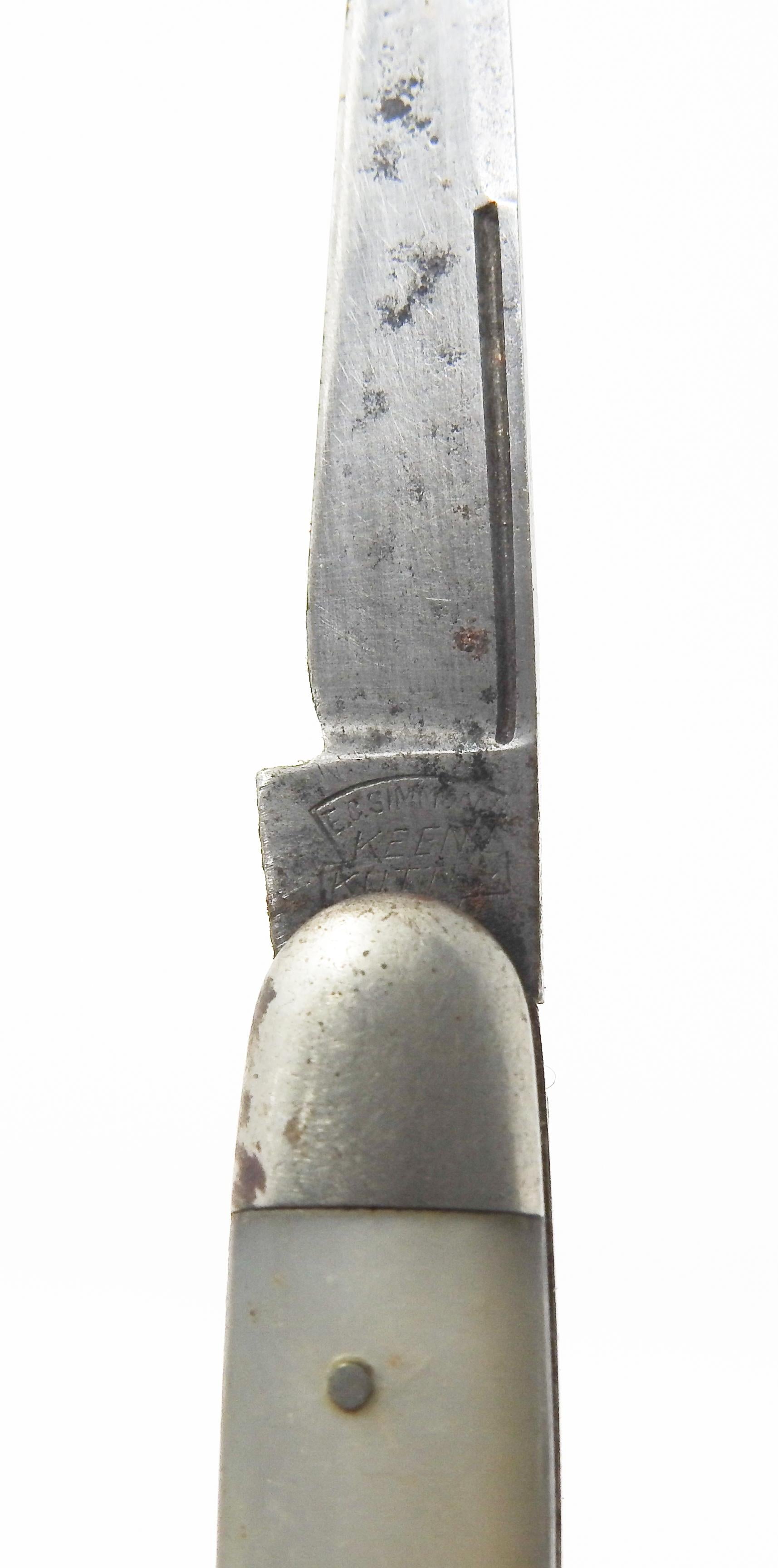 American Sterling Silver and Mother of Pearl E.C. Simmons Pocket Knife For Sale