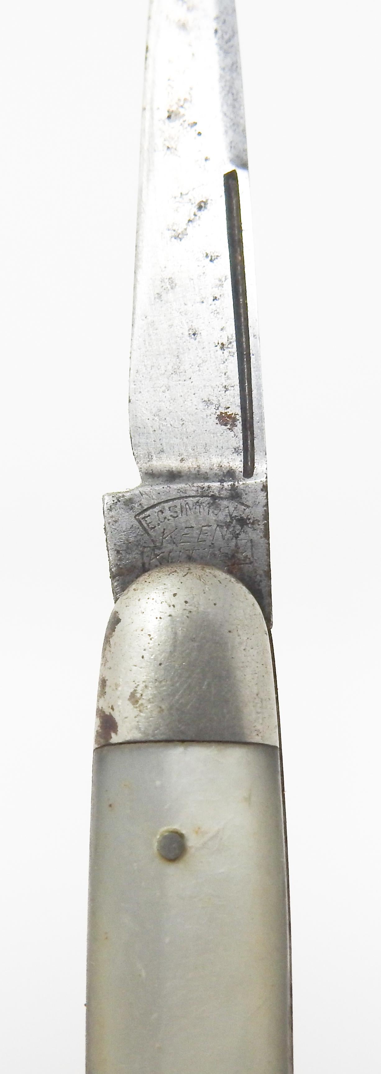 Forged Sterling Silver and Mother of Pearl E.C. Simmons Pocket Knife For Sale