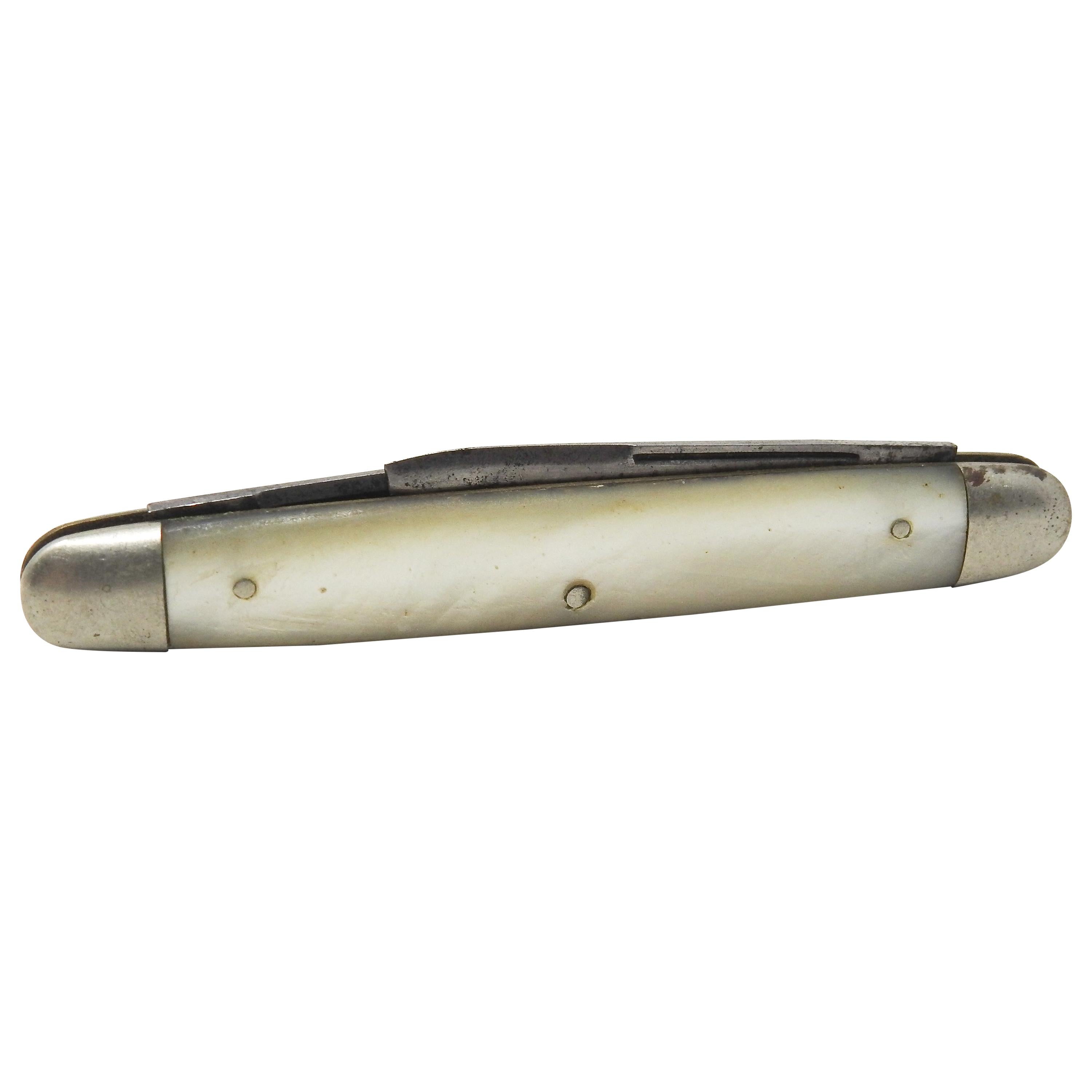 Sterling Silver and Mother of Pearl E.C. Simmons Pocket Knife For Sale