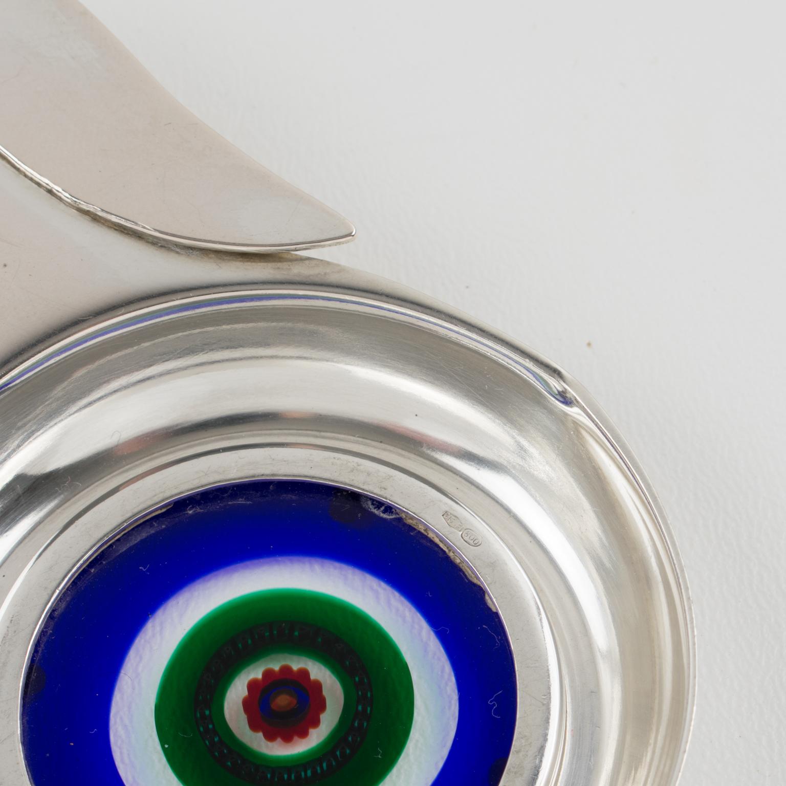 Coasters de bar en argent sterling et verre d'art de Murano, Italie, années 1960 en vente 5