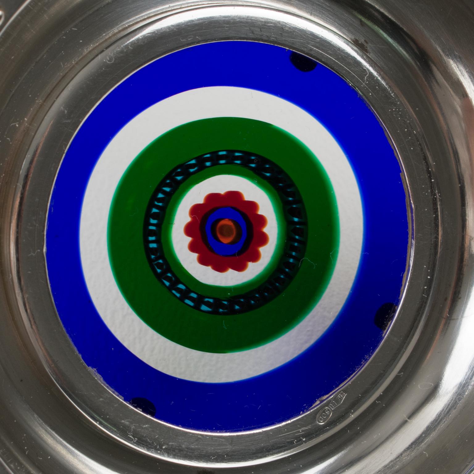 Coasters de bar en argent sterling et verre d'art de Murano, Italie, années 1960 en vente 7