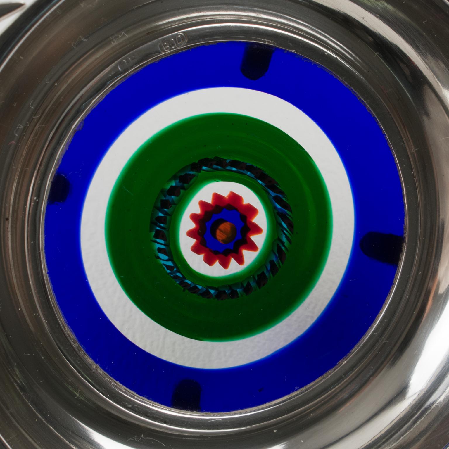 Coasters de bar en argent sterling et verre d'art de Murano, Italie, années 1960 en vente 9