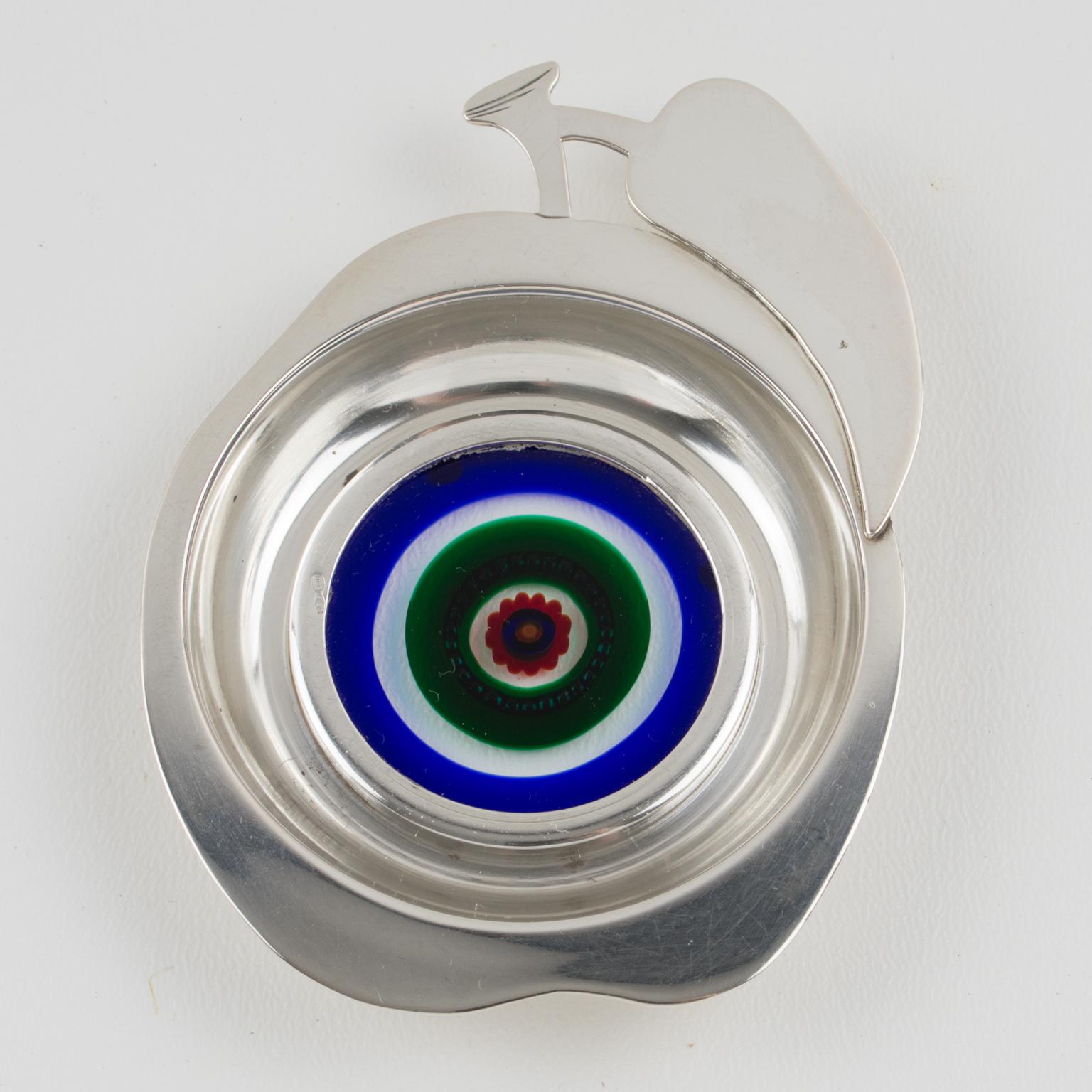 Coasters de bar en argent sterling et verre d'art de Murano, Italie, années 1960 en vente 1