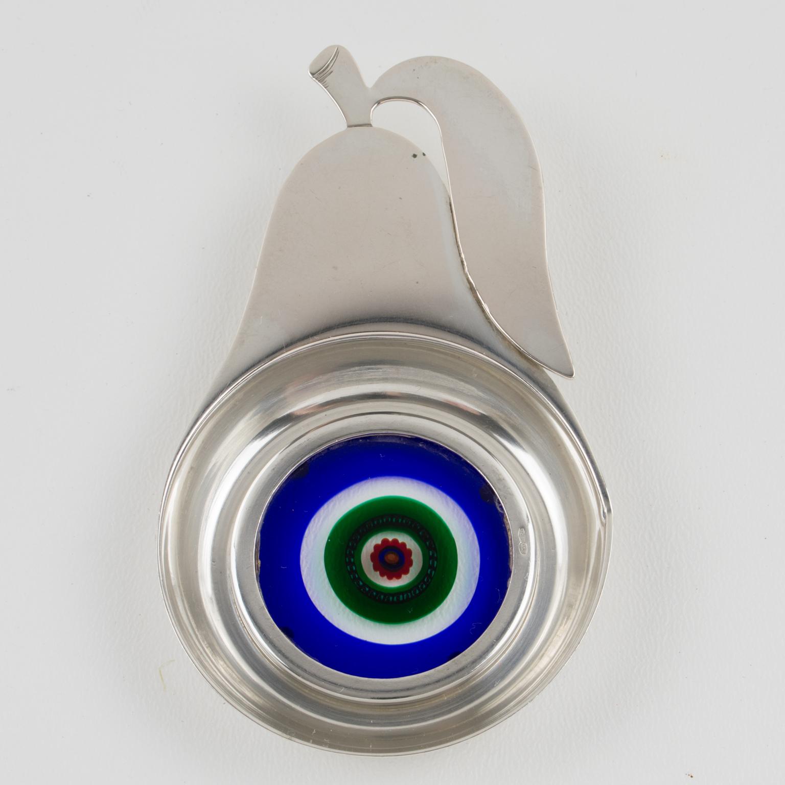 Coasters de bar en argent sterling et verre d'art de Murano, Italie, années 1960 en vente 2