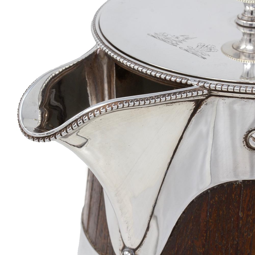 Sterling Silver and Oak Coopered Jug Frazer and Haws For Sale 5