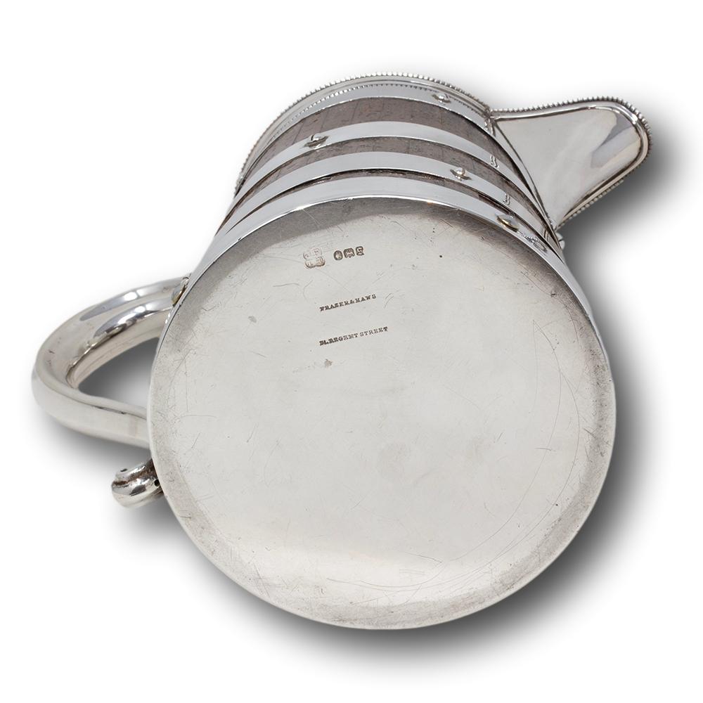 Sterling Silver and Oak Coopered Jug Frazer and Haws For Sale 10