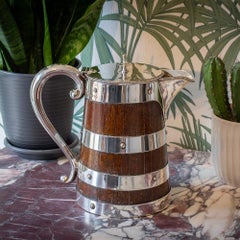 Sterling Silber und Eiche Coopered Krug Frazer und Haws