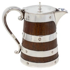Sterling Silver and Oak Coopered Jug Frazer and Haws