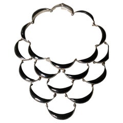 Sterling Silver and Onyx Bib Necklace by Antonio Pineda