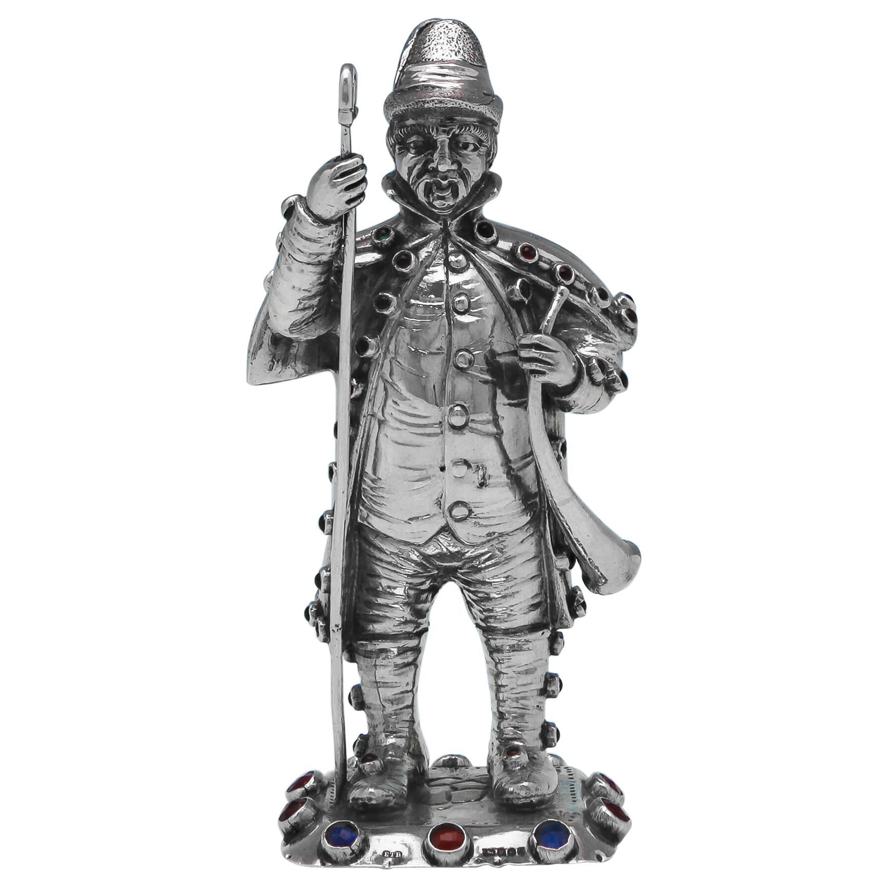 Sterling Silver and Paste Set Model of a Gentleman For Sale