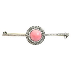 Sterling Silver and Pink Bead Bar Brooch