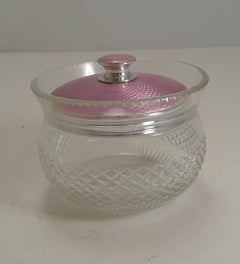 Sterling Silver and Pink Guilloche Enamel Lidded Jar, 1926