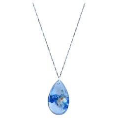 Sterling Silver and Quartz Crystal Pendant Necklace, Blue, White, Orange, Clear