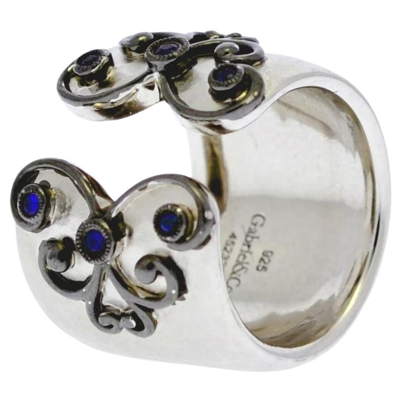 Sterling Silver and Sapphires Ring For Sale