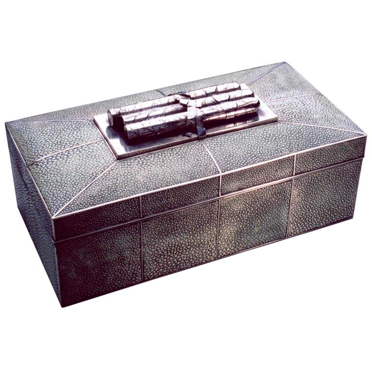 Sterling silver and Shagreen Cigar Box.