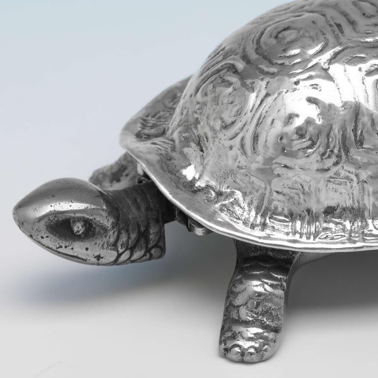 Early 20th Century Sterling Silver and Silver Plated Novelty Tortoise Table Bell - Chester 1923  For Sale