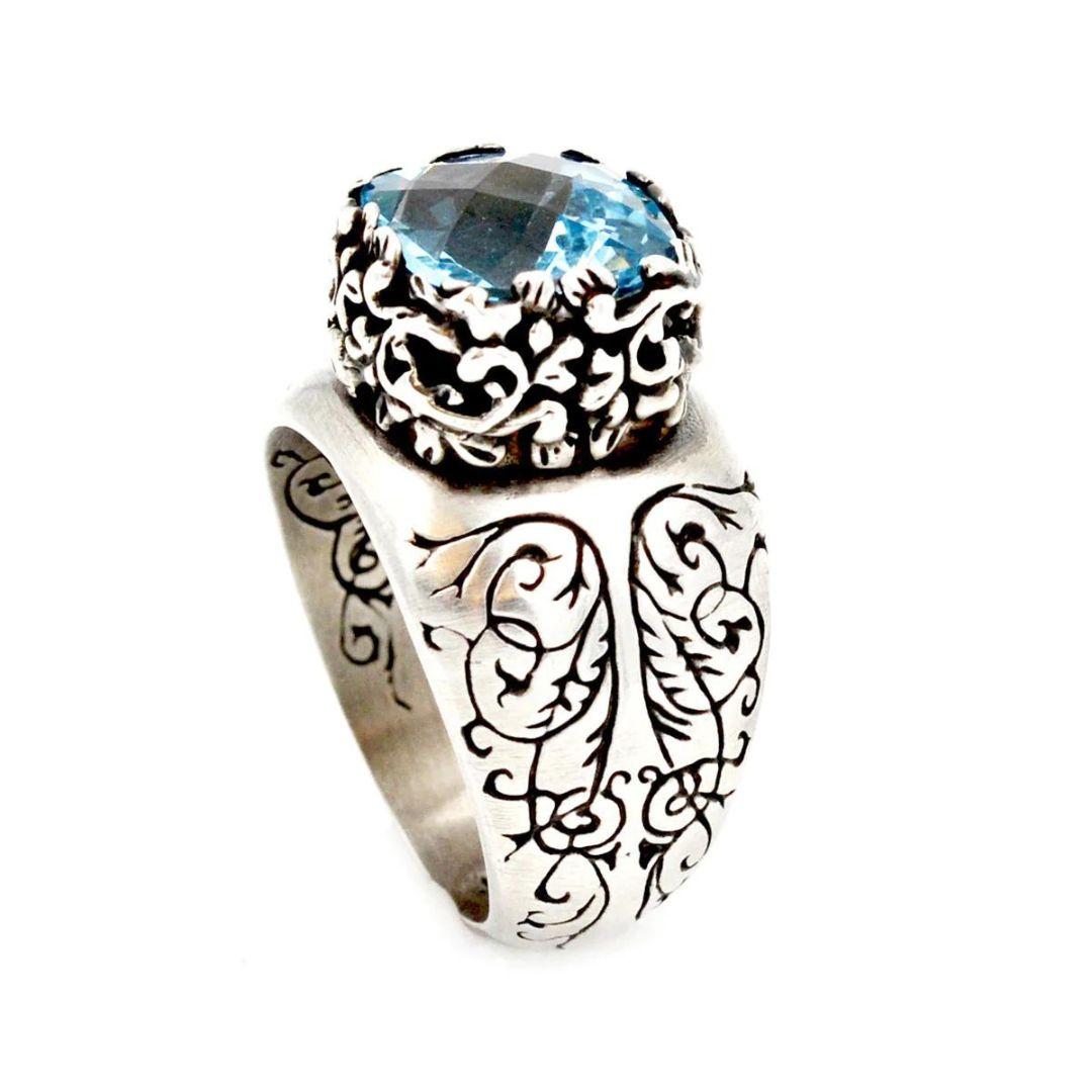 Sterling Silver and Sky Blue Topaz Fashion Ring In New Condition For Sale In Stamford, CT